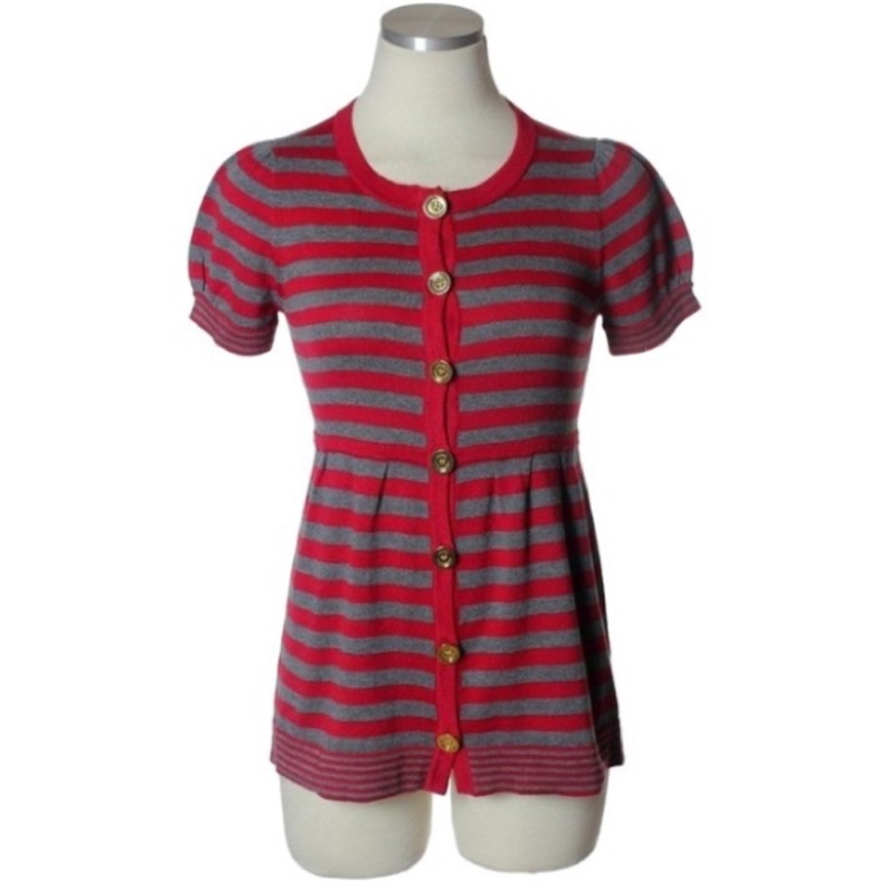 Y2K Juicy Couture Red and Gray Striped Sweater